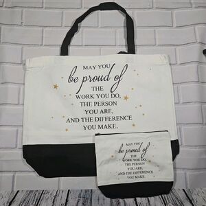 large size tote inspirational gift quote bag. matching mini bag canvas tote bag